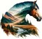 Horse Diamond Art Painting Kits for Adults – 5D Round Full Drill Mountain Road Horse Head Diamond Painting, DIY Gem Art Craft for Home Wall Decoration Gifts, 12×12 Inch